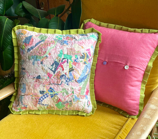 Ellietype | Allotment | Patchwork and embroidery | Handmade Cushion