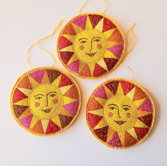 Lisa Toppin | Sunface | Embroidered Wall Hanging