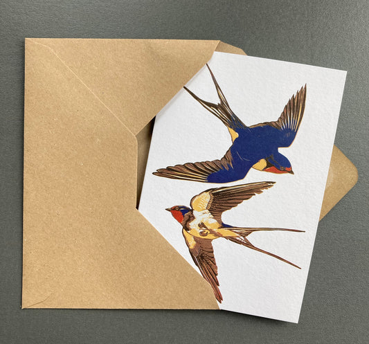 Georgia Flowers | Two Swallows | Greetings Card