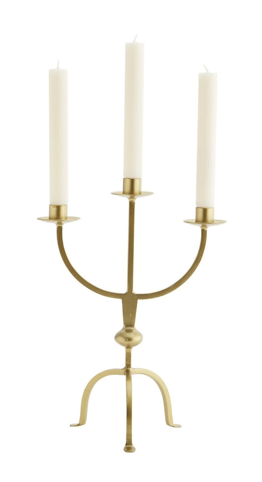 Iron Candle Holder in Antique Brass