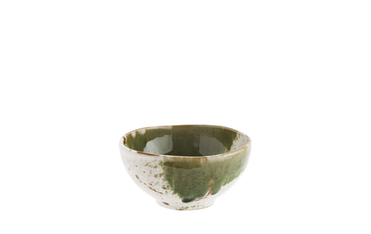 Small Green and Natural Stoneware Bowl