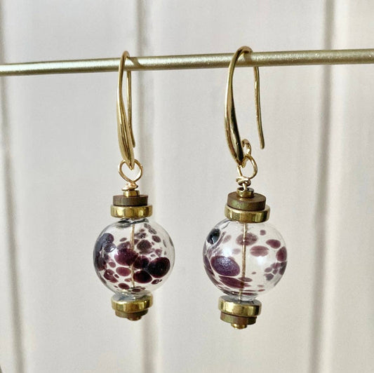 Handmade blown glass globe earrings